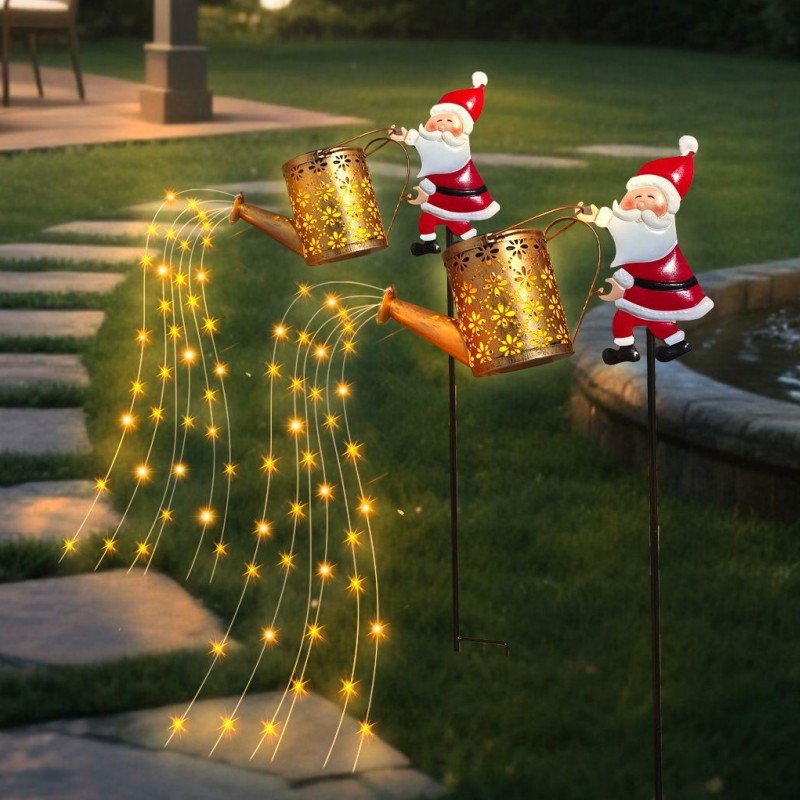 Transfronteriza solar Santa Claus lámpara de césped hierro forjado hueco diente al aire libre jardín decoración de escultura