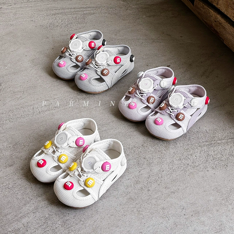 Детские летние босоножки для девочек, милые и нежные, с мягкой подошвой и сетчатым верхом, оптовая продажа.