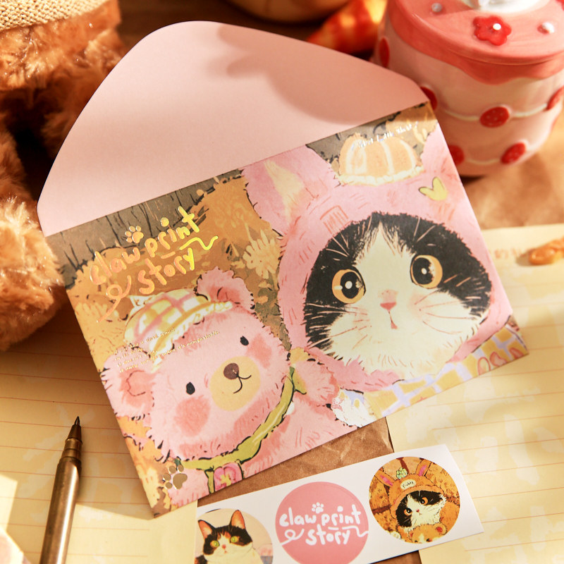 Sobres Mr. Paper Claw Claw Story Series Lindas mascotas originales Bendiciones conmemorativas estilo ins Sobres con membrete escrito a mano