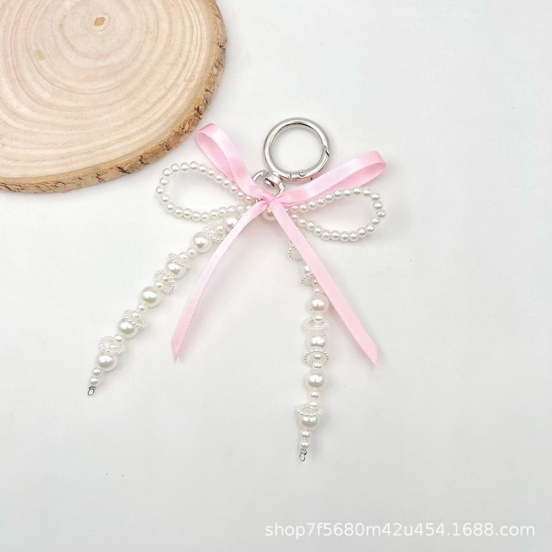 Korean Cute and Sweet Handmade Pearl Bow Ribbon Keychain Bag Pendant Gift Personalized Pendant