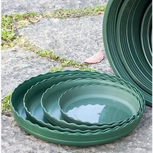 工厂加仑盆托盘 圆形花边绿色加厚多规格塑料加仑盆托盘 批发