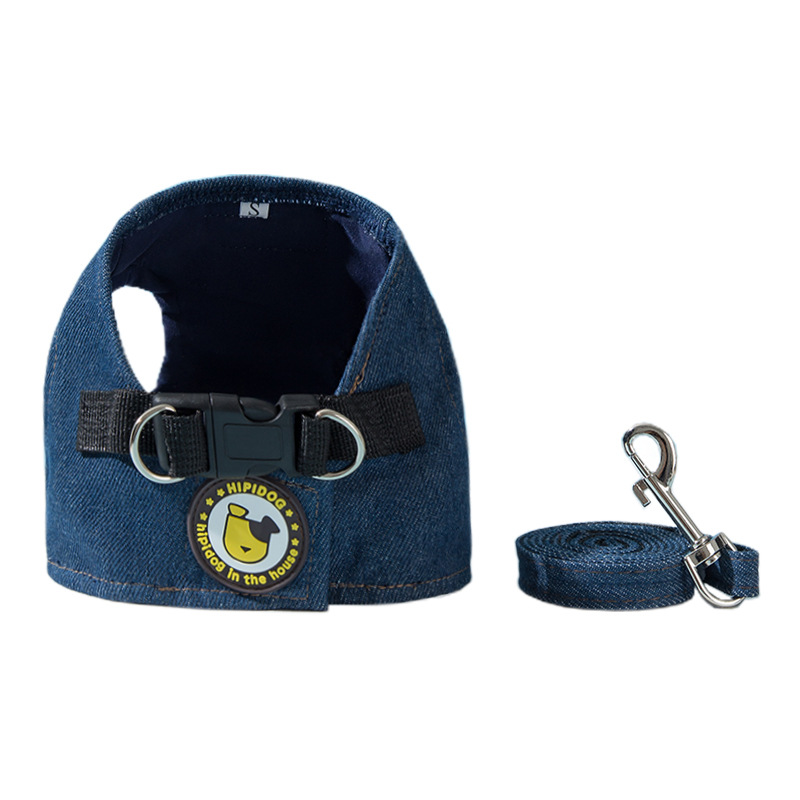 Perro de viaje Chaleco de mezclilla cuerda de tracción perro mascota cuerda para caminar gato correa para el pecho anti-rotura gato transpirable cuerda para caminar