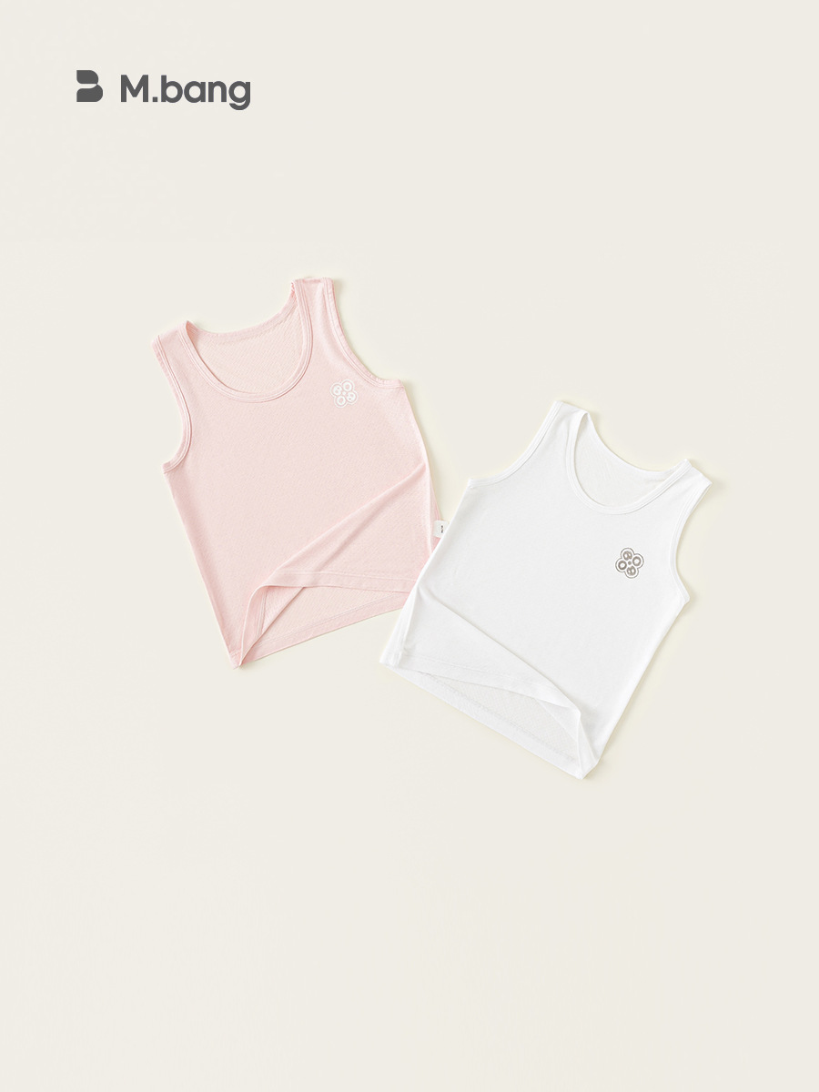 Ropa para niños Yubao, niños pequeños y medianos, estilo fino sin mangas de verano, top con estampado de letras para niños, chaleco de color sólido para niñas