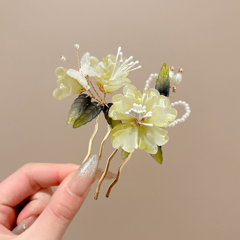 Nueva horquilla de pelo de disco de flores chinas para mujer 2025 nuevo estilo antiguo de alta gama peine de inserción de mariposa horquilla horquilla en forma de U horquilla