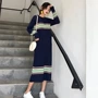 条纹大码加厚宽松连衣裙