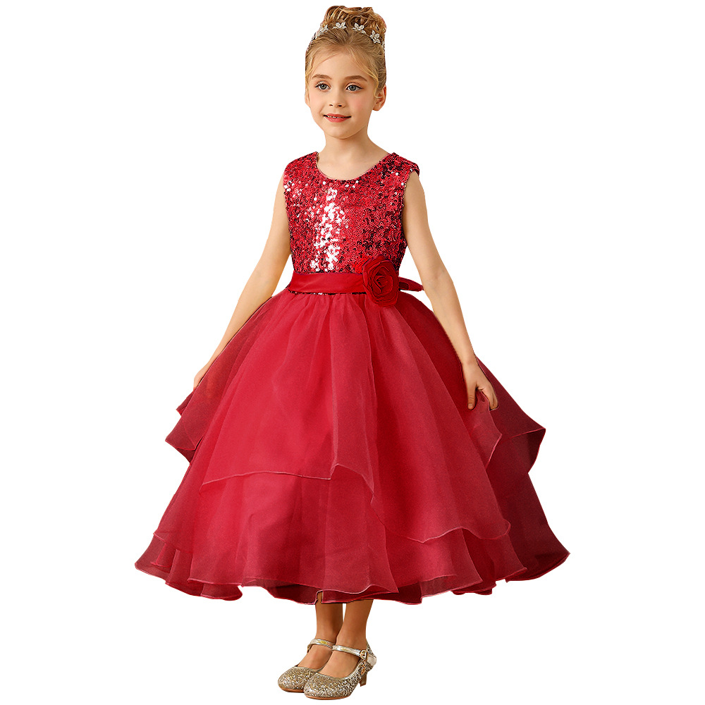 Nuevo comercio exterior transfronterizo Europa y Estados Unidos vestido de boda infantil vestido de encaje vestido de flores de fiesta de cumpleaños esling sin mangas