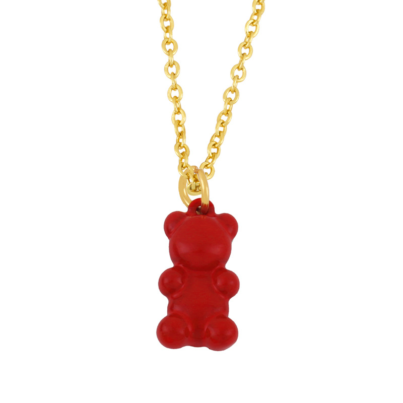 wholesale jewelry color bear shape pendant coppernecklace nihaojewelry