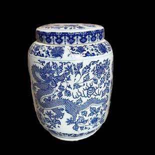Jingdezhen Blue and White Porcelain Funeral Supplies Grave Moving Altar Urn Bone Picking Altar Sealed Altar Large Jar Anti-Corrosion