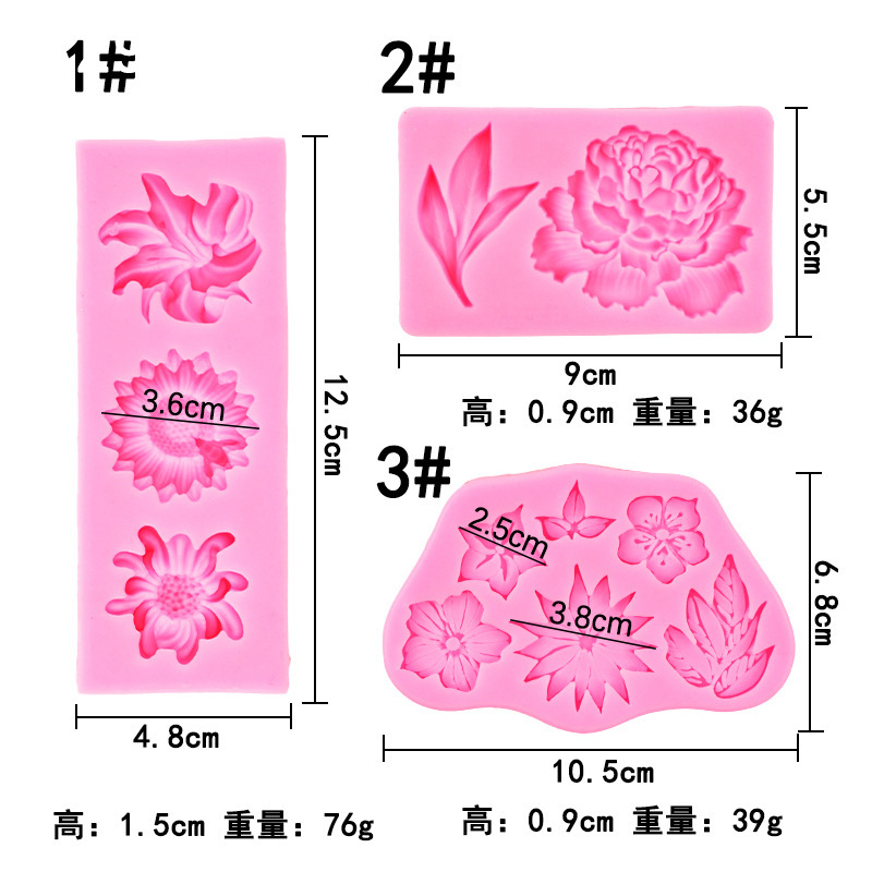 Planta hojas flores molde de silicona Lily girasol crisantemo Fondant chocolate Decoración
