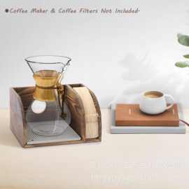 跨境木质咖啡滤纸收纳盒吧台收纳架实木手冲咖啡架防尘滤纸盒
