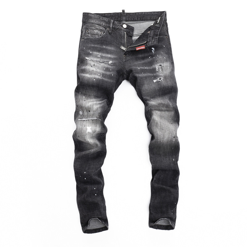 2025 Fall/Winter Student DS Stretch Washed Distinctive Inkjet Tight Nightclub Fashion Ripped D2 Jeans Men's Pants 2025 Fall/Winter Student DS Stretch Washed Distinctive Inkjet Tight Nightclub Fashion Ripped D2 Jeans Men's Pants