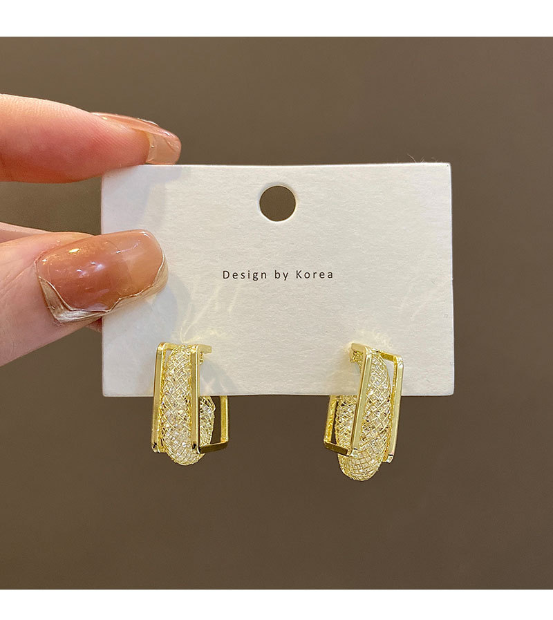 Luxurious Geometric Copper Plating Zircon Earrings 1 Pair