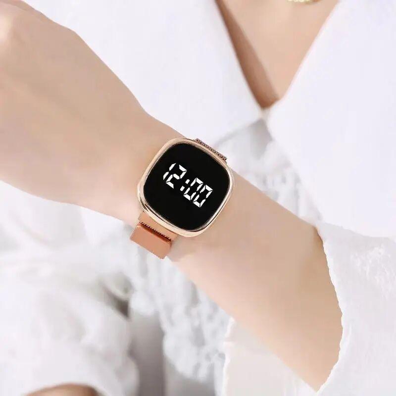 Nuevo reloj multifuncional de tecnología negra tendencia de moda versátil simple tacto magnetismo reloj de pulsera adolescente para hombres y mujeres