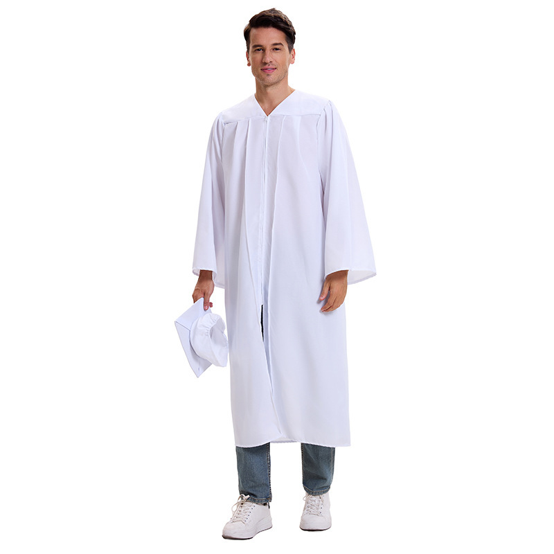 2025 New Pure White Priest Robe Priest Prayer Church Academic Clothes cosplay Stage Performance Clothes