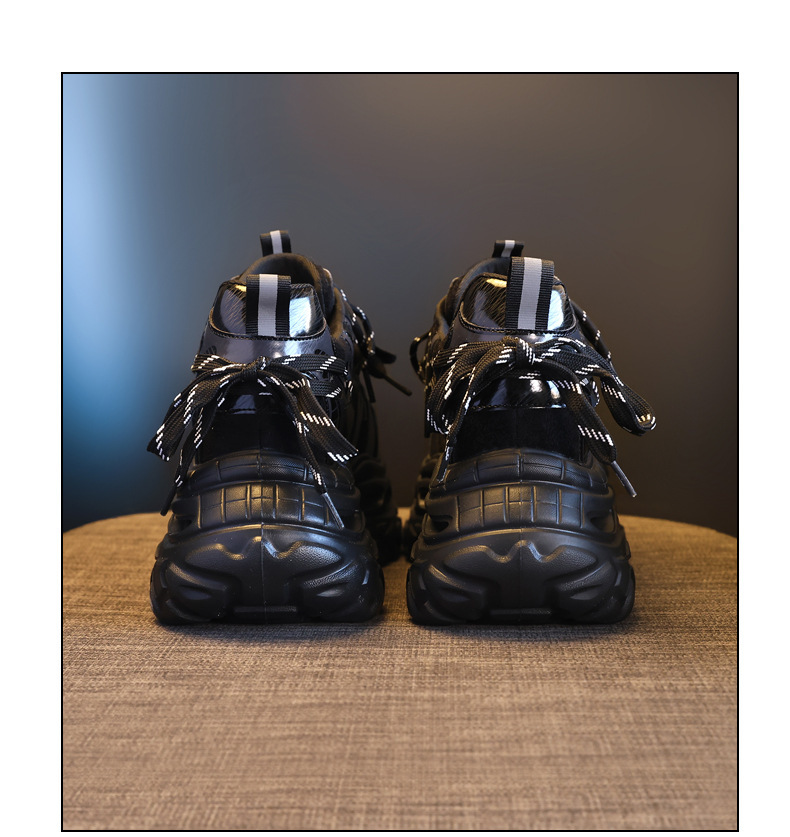 Giày sneaker nữ chunky đế dày tăng chiều cao phong cách thể thao — màu đen chi tiết 20