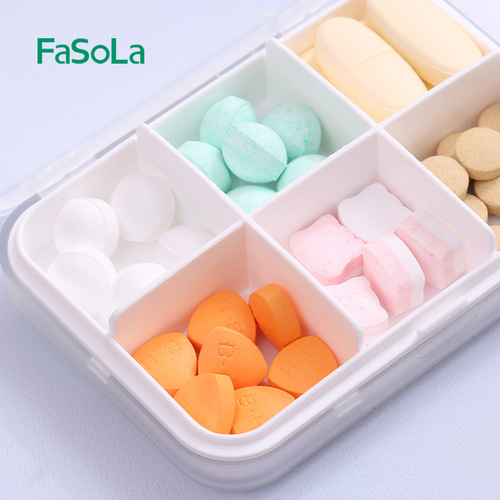 FaSoLa small medicine box portable one-week divided medicine box portable storage divided medicine box mini medicine h sealed medicine box