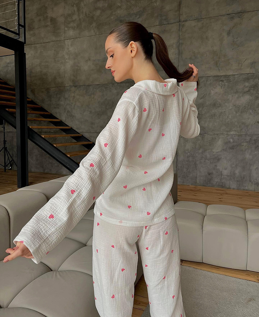 Home Sleeping Women's Casual Sweet Heart Shape Cotton Pants Sets Pajama Sets display picture 19