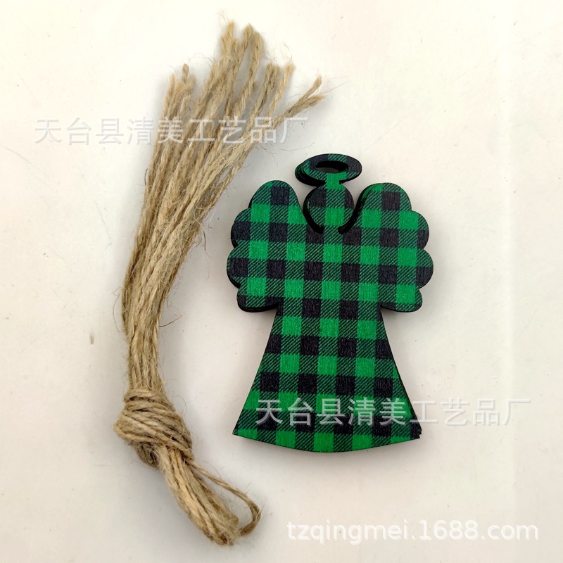 33 modelos de cuadros verdes y negros serie navideña piezas de madera colgante de decoración navideña se pueden combinar libremente 10 piezas en un paquete