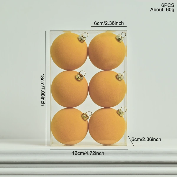 6-6PCS flocking balls-yellow