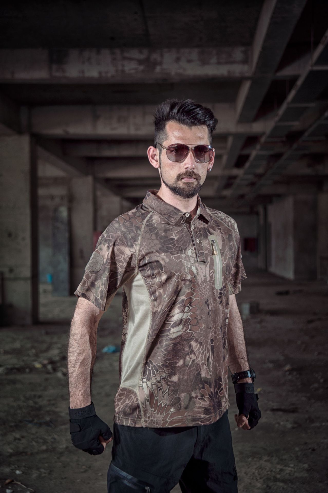 Men's Solid Color Camouflage Simple Style Turndown Short Sleeve Regular Fit Men's T-shirt display picture 9