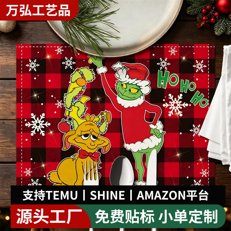 Cross-border New Christmas Printed Table Mat Home Dining Table Tablecloth Placemat Christmas Arrangement Supplies Decorations Cross-border New Christmas Printed Table Mat Home Dining Table Tablecloth Placemat Christmas Arrangement Supplies Decorations