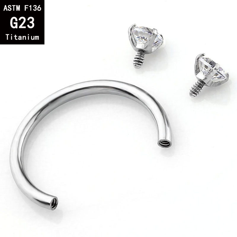 G23 Titanium Internal Thread Horseshoe Septum Ring 14G 14mm F136 Titanium Alloy C-Shaped Nose Ring detail image 8