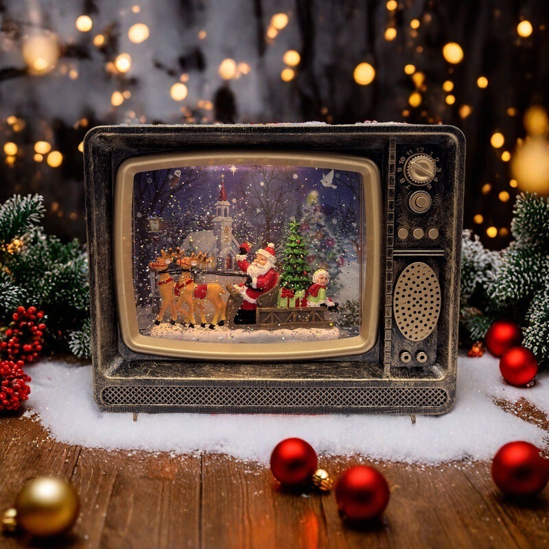 クロスボーダークリスマスギフトスノーフレーククリスタルランプテレビオルゴールオルゴール雪の装飾品クリスマス装飾|undefined