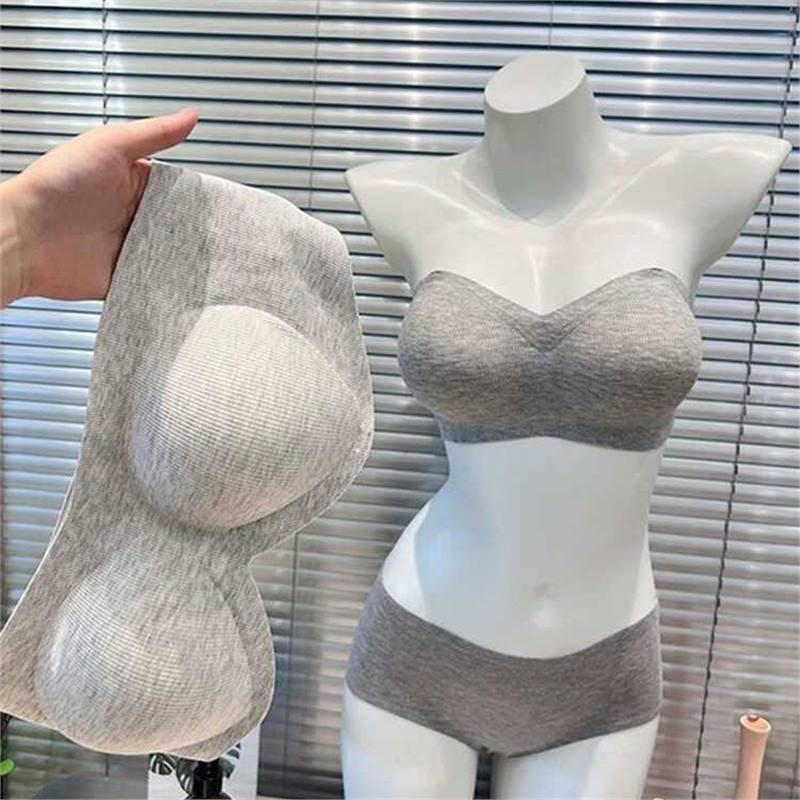 여성용 확장형 스트랩리스 속옷, 미끄럼 방지 푸쉬업 작은 가슴, 큰 만화 브라, 두꺼운 5cm 복숭아 컵 튜브 탑