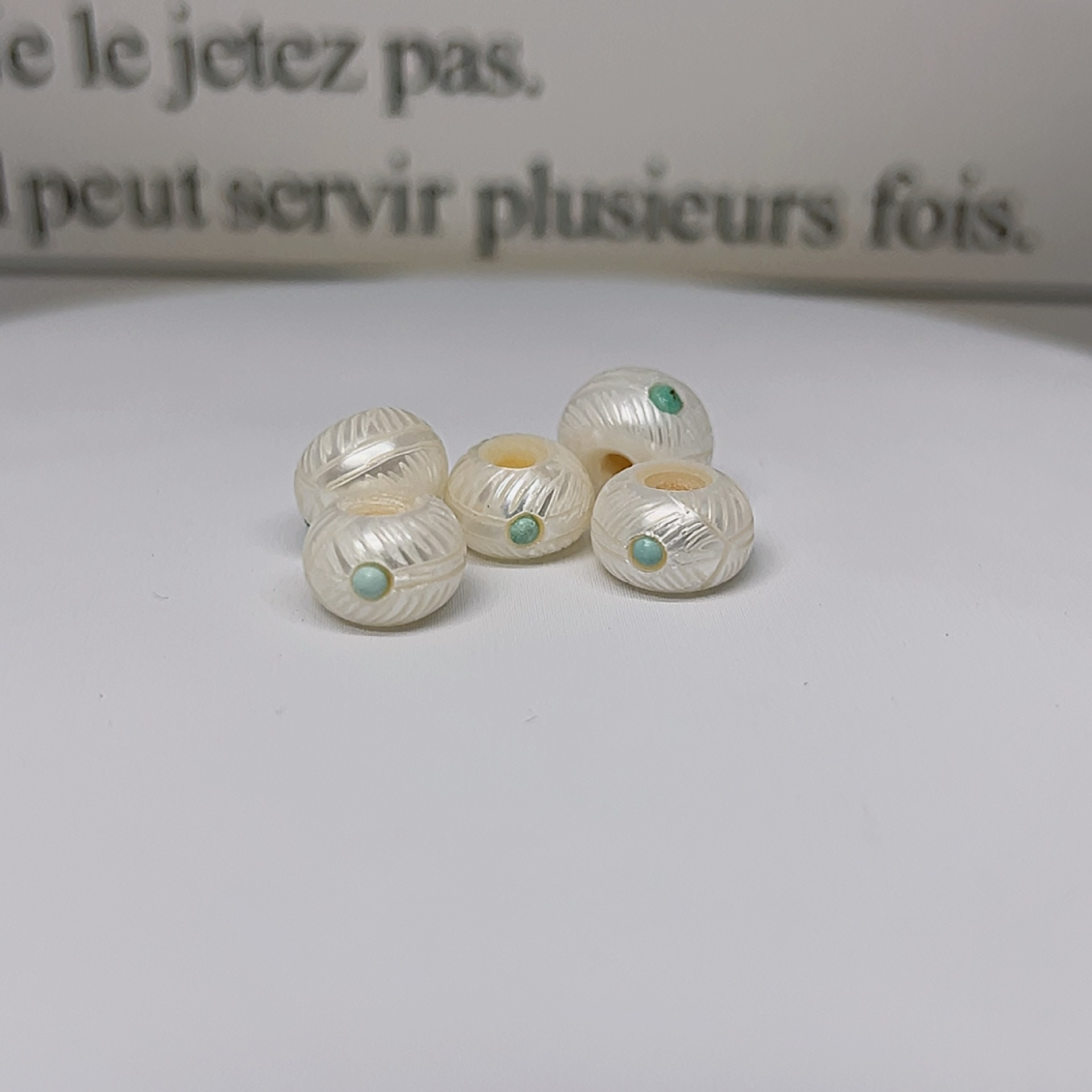 Natural Pearl Carving Inlaid Spacer Bead Bracelet with Bead Accessories Bracelet Parts DIY Jewelry Feather Clasp B122