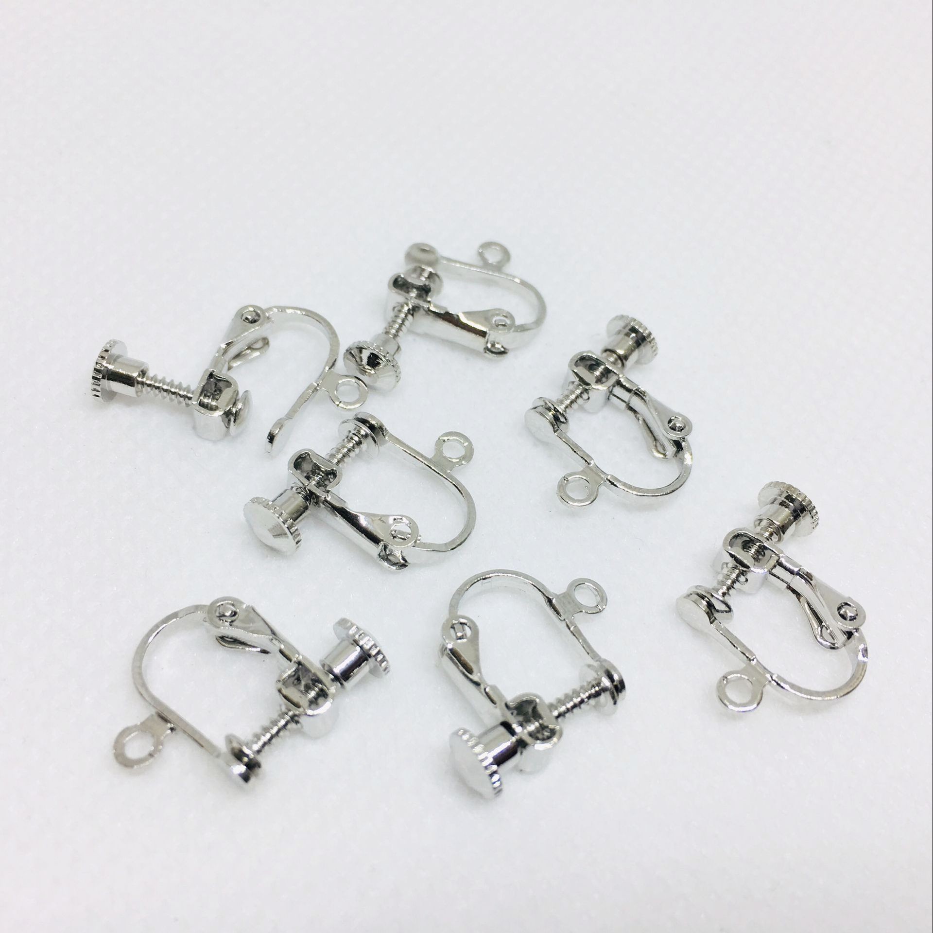 ノンホールスクリューイヤークリップ、波珠ヘッド、吊り下げU字型、調節可能DIYイヤリング素材、新中式イヤリング