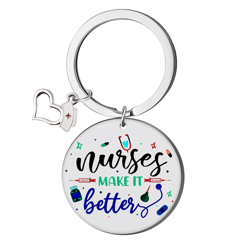 Nurses Day Festival Letter Pattern Women'S Gender Simple Style Letter Stainless Steel Nurses Day Women'S Bag Pendant Memorial Keychains