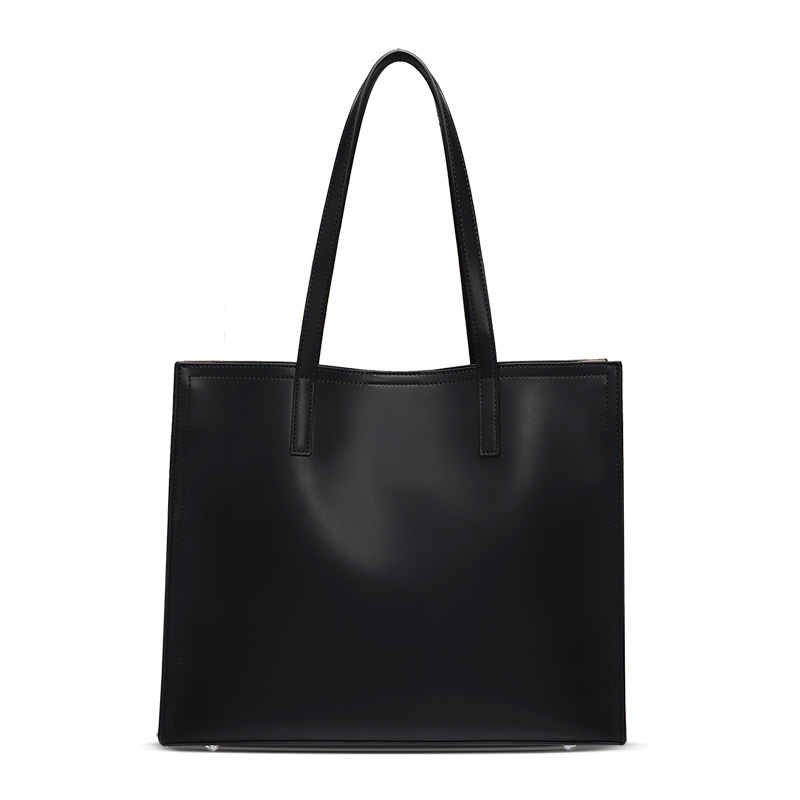 Niche Autumn/Winter Women's Large Capacity Tote Bag Genuine Leather Briefcase For Work Commute Laptop Shoulder Handbag - Thumbnail 5