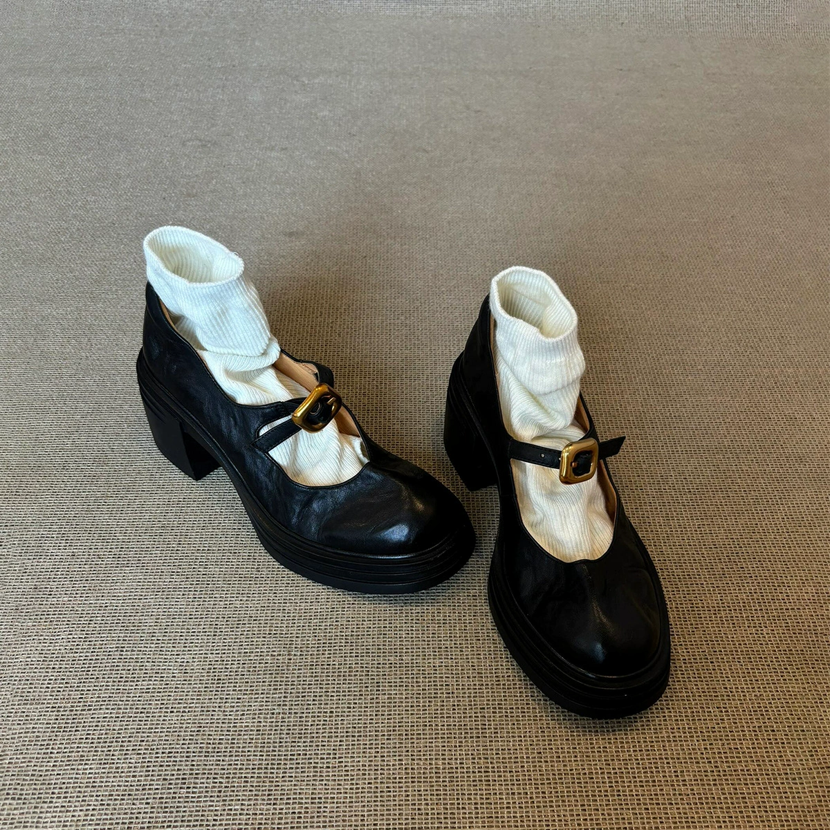 Овчинная версия ~ Британские дикие толстые туфли с круглой головкой