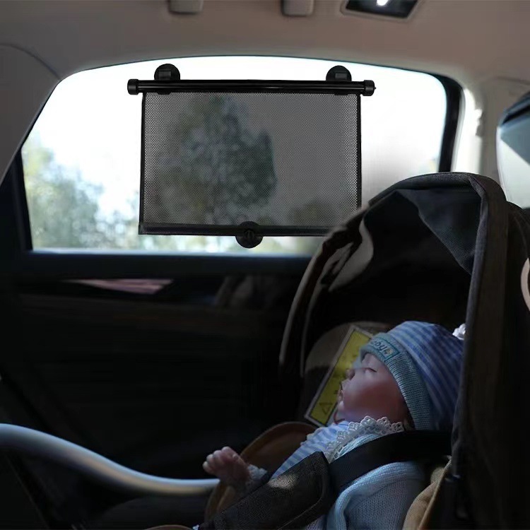 Amazon Cross-Border Best-Selling Factory-Selling Retractable Car Window Sunshade Roll-Up Style Suction Cup Sunshade Car Sunshade