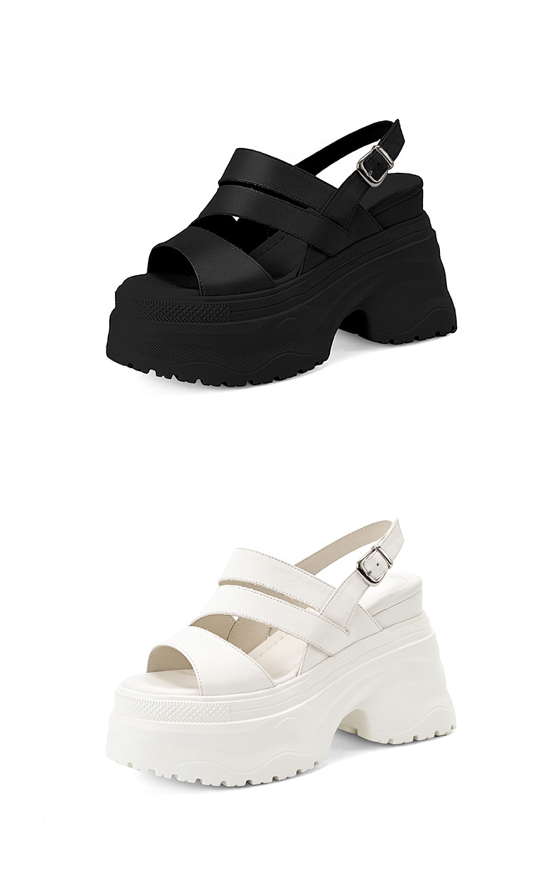 Sandal cao gót nữ hở mũi đế xuồng 12 cm quai ngang — màu đen, màu trắng ngà chi tiết 14