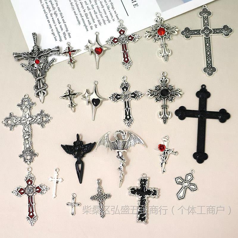 复古合金哥特风恶魔眼翅膀十字架diy手工暗黑架装饰饰品配件材料