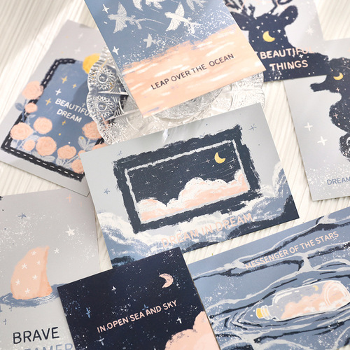 Morning postcards, calligraphy and painting series, creative fresh and cute style gift messages, greeting cards, blessing cards, 4 types