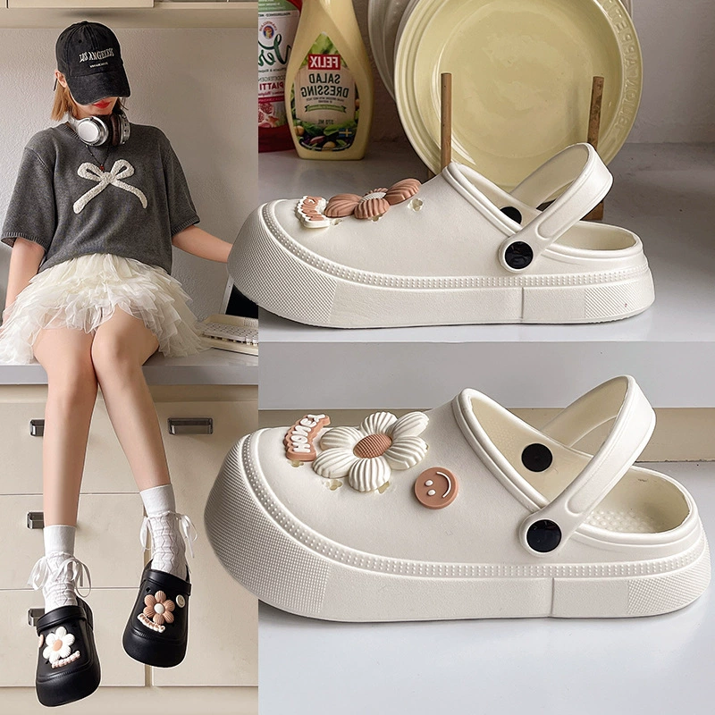 Пещерные туфли женская модель 2024 новая летняя носить противоскользящая эва стукается на дерьмо с толстым дном на пляже Баотоу Леди