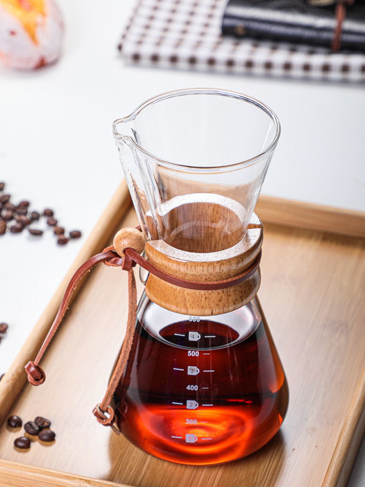 A5L加厚咖啡手沖咖啡壺玻璃家用咖啡濾壺套裝帶刻度掛耳熱水壺