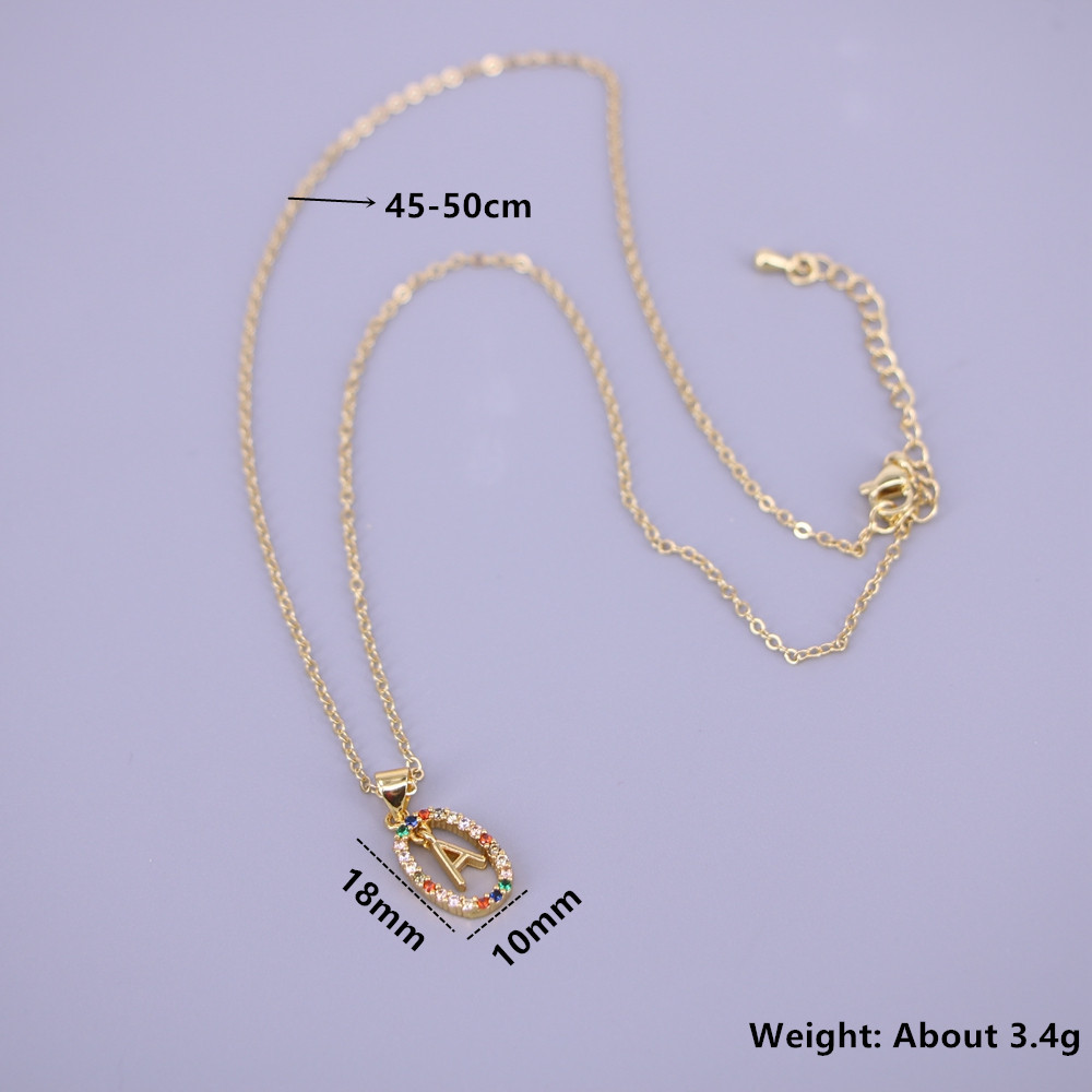 new micro-inlaid color zircon 26 English letters pendant copper necklace