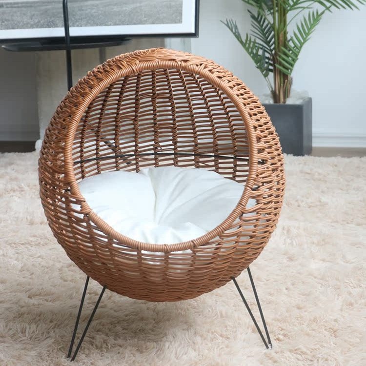 Nido de gato de caña transpirable para cuatro estaciones semicerrado general para gatos de otoño y invierno caliente para mascotas de gato de cama para artículos de mascotas