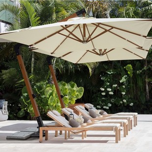 Teak Lounge Chair Hotel Outdoor Lounge Chair Bed Villa Swimming Pool Beach Chair Waterproof Sun Protection Outdoor Beach Chair