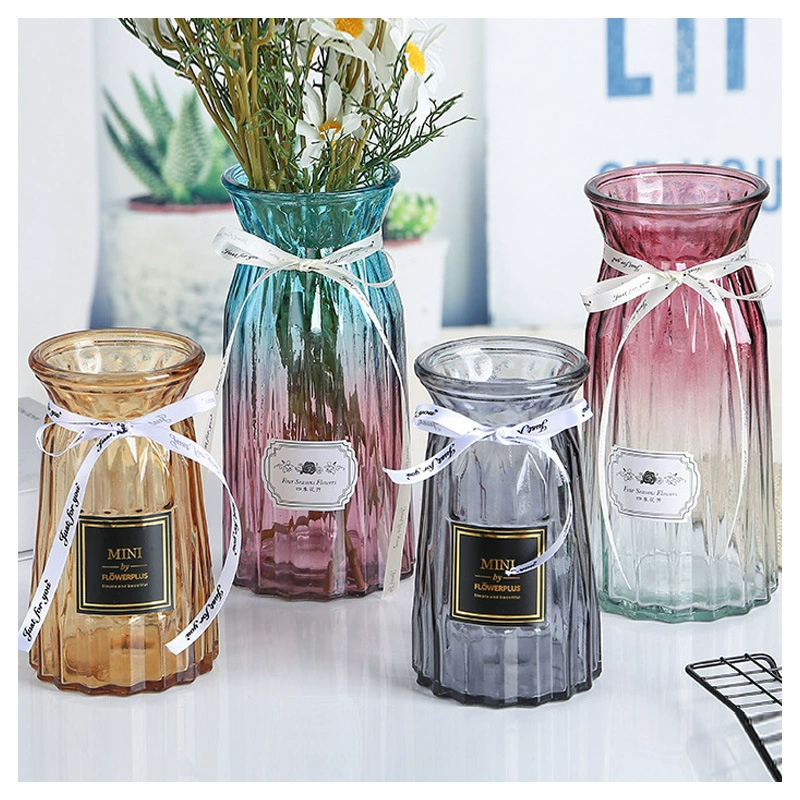 Оптовые креативные вазы из оригами-стекла для домашнего декора, для сухоцветов и живых цветов, градиентные декоративные вазы в форме ромба оптом