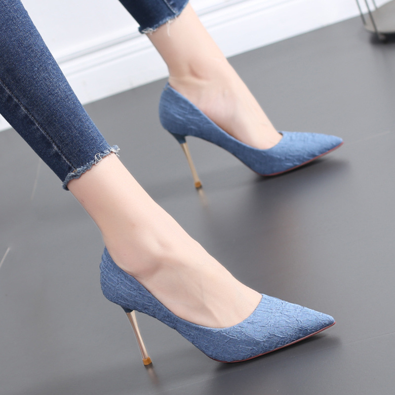 Autumn New High Heels Women's Stiletto Heel Online Popular Fashion All-match Sexy Women's Shoes Black Professional Pointed Single-layer Shoes