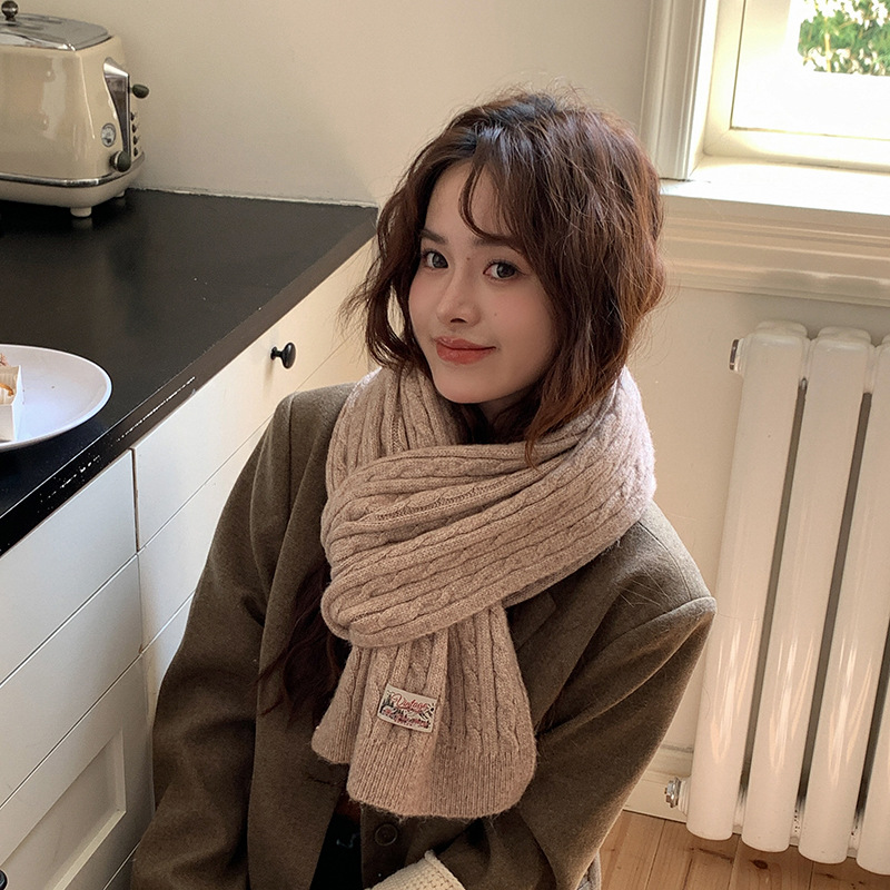 Solid color knitted demi-season warm universal scarf for men and…