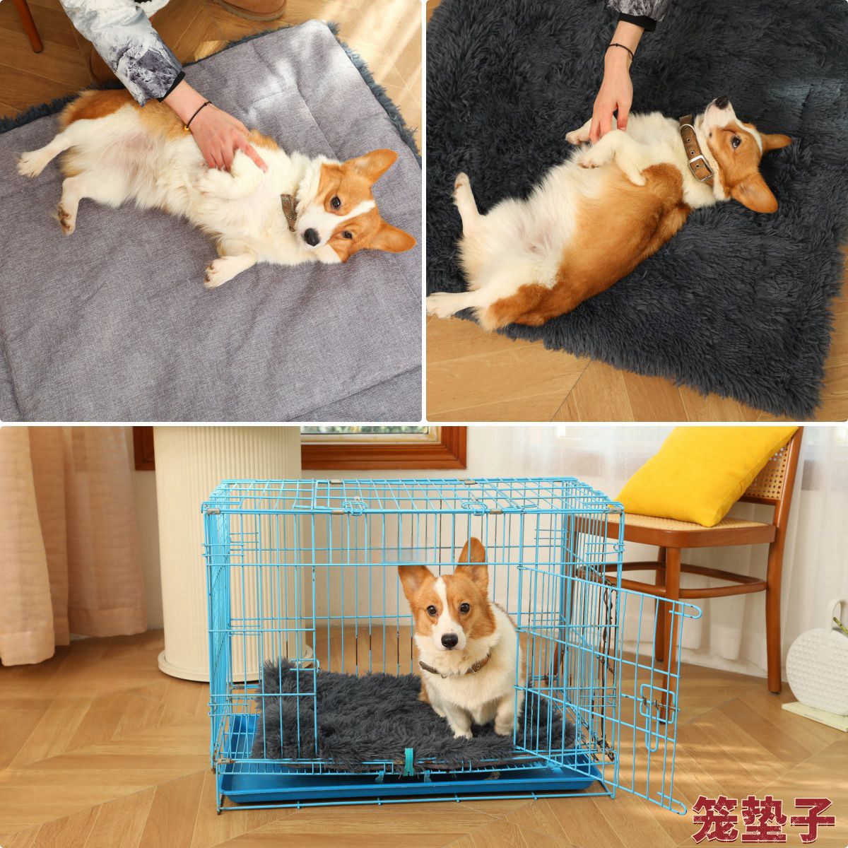 Almohadilla de jaula para perros de doble capa gruesa y lavable a máquina Almohadilla para perrera a prueba de humedad