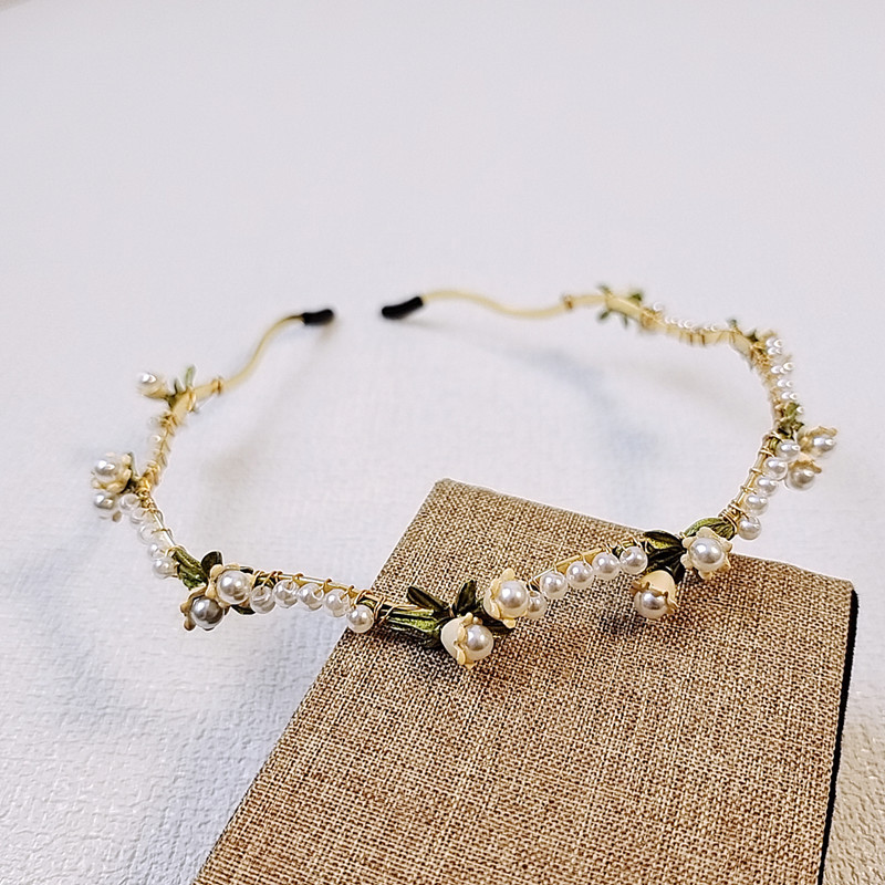Women's Fairy Style Sweet Flower Alloy Inlay Artificial Pearls Hair Band display picture 9
