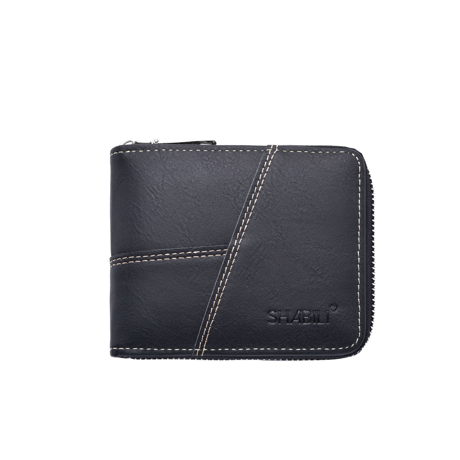 Cartera corta de hombre retro con cremallera estilo negocios moda simple