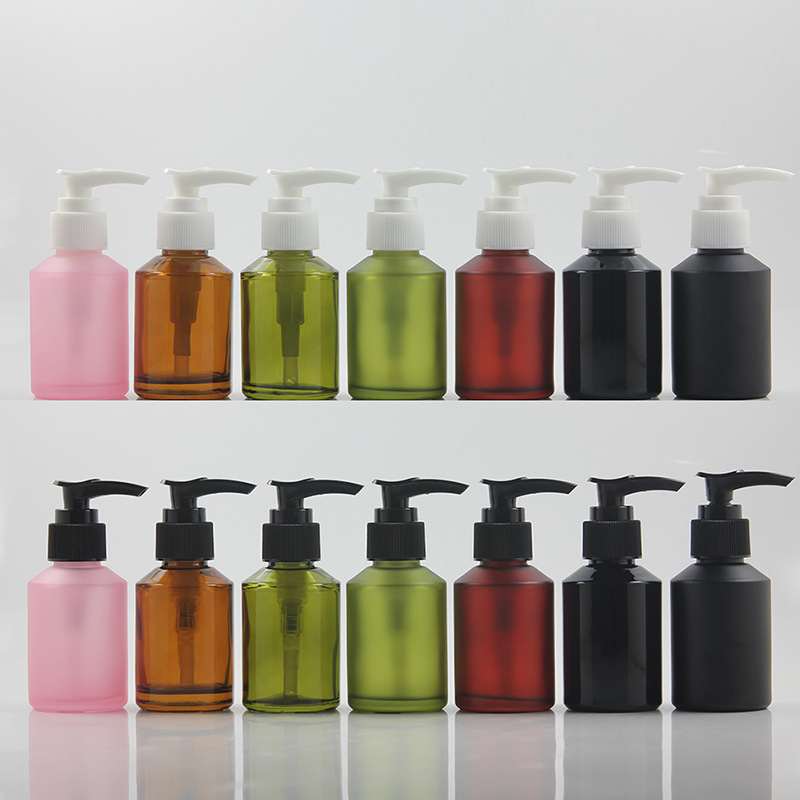 出口品质 60ml喷涂斜肩玻璃洗手液瓶身体乳瓶沐浴露瓶洗发水瓶