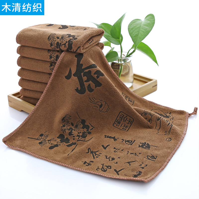 Wholesale Tea Towel Print Cleaning Absorbent Thick Solid Color Tea Towel Tea Cloth Tea Ceremony Towel Accessory Square Towel Rag LOGO